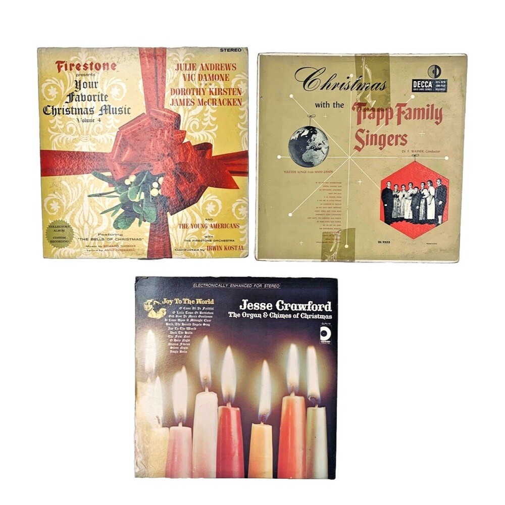 Vintage Christmas Vinyl LP Records Albums (3) Trapp Firestone Vol 4 Organ Chimes
